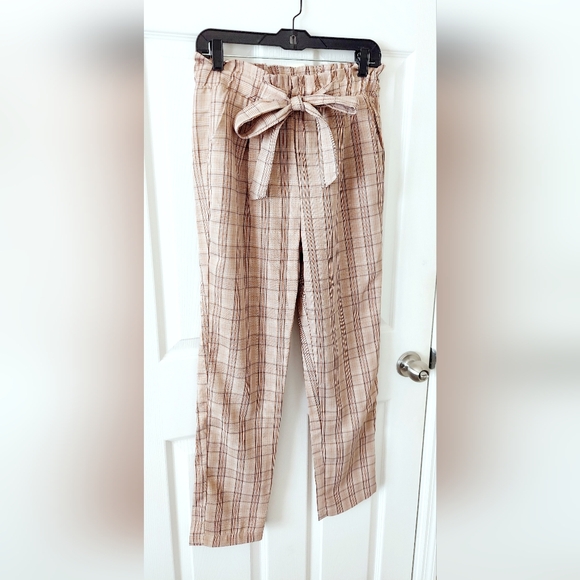 Impressions Plaid Paperbag Waist Trouser Pants - Picture 3 of 5